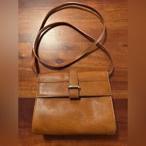 FURLA Brown Genuine Grain Leather Crossbody Bag Purse - Made in Italy